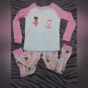 Girls' Pink and Blue Ballerina Pajama Set 5t